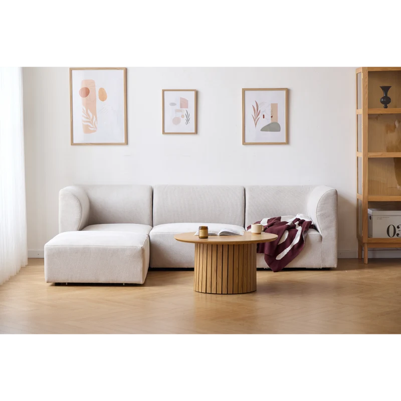 Emilia Modulsofa in Beige, 4 Module mit rechter und linker Chaiselongue L: 328 x T: 158 x H: 72 cm