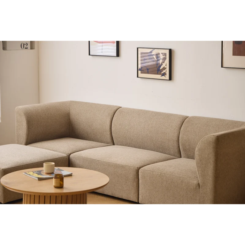 Emilia Modulsofa in Sand, 3 Module mit rechter und linker Chaiselongue L: 243 x T: 158 x H: 72 cm