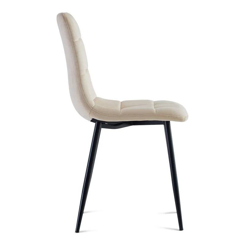 Jessi Esszimmerstuhl - beige Velours mit schwarzen Metallbeinen