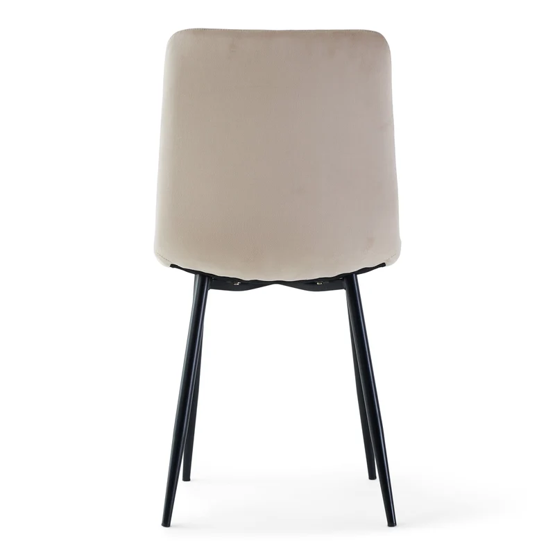 Jessi Esszimmerstuhl - beige Velours mit schwarzen Metallbeinen