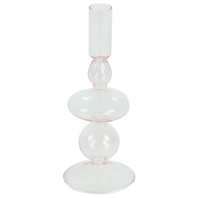 Gracie Glas-Kerzenhalter rosa 18 cm