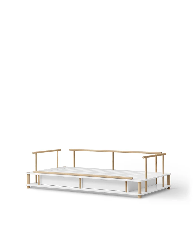 Oliver Furniture - Bettsofa für Kinder, 90x180 cm, Weiß/Eiche
