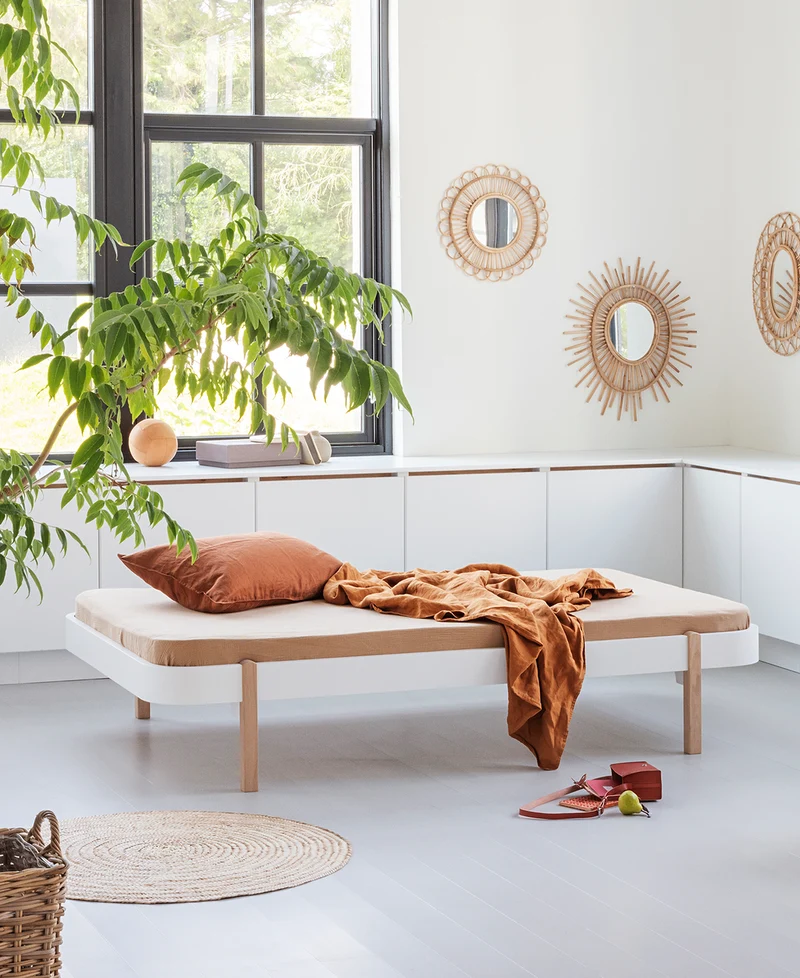 Oliver Furniture - Lounger Kinderbett, 90x200 cm, Weiß/Eiche