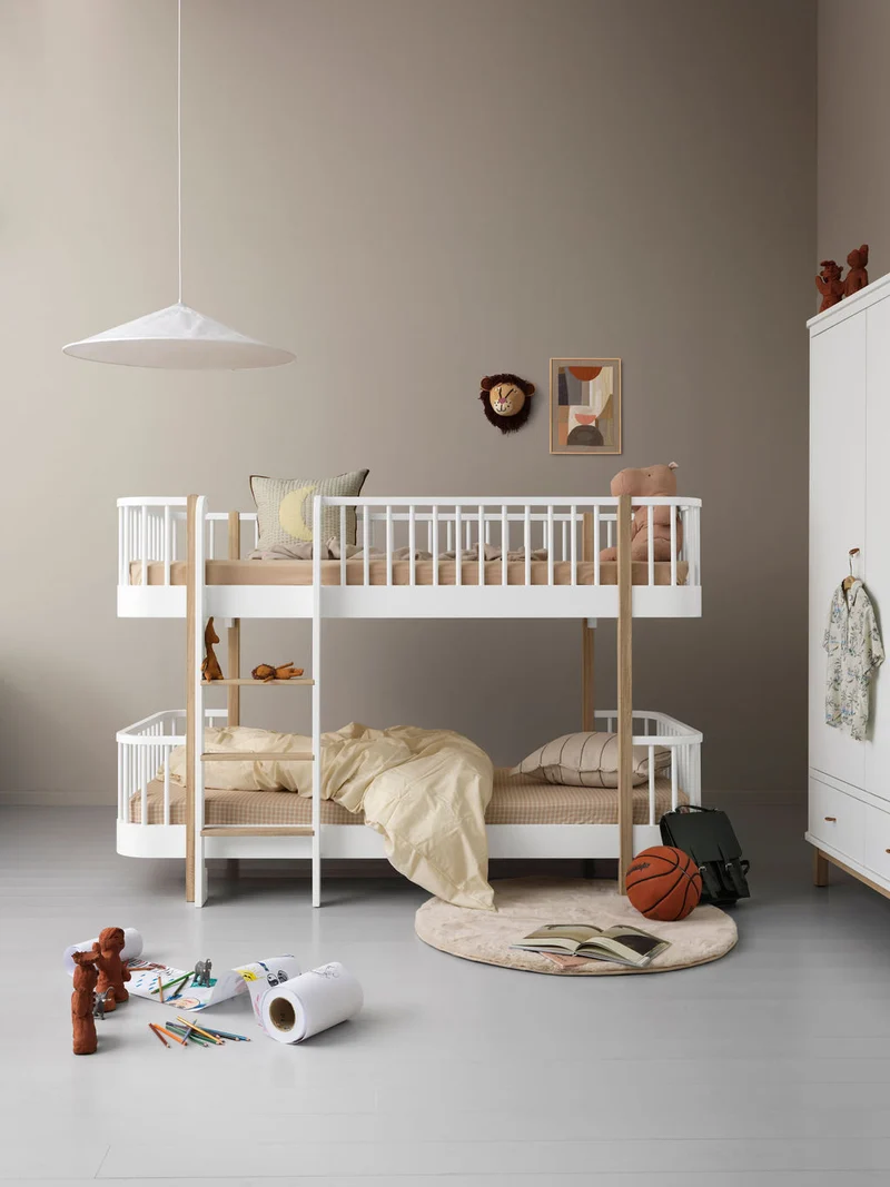 Oliver Furniture - Original Kinder Etagenbett halbhoch, Weiß/Eiche