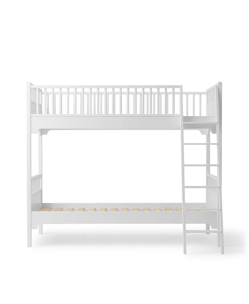 Oliver Furniture - Classic Kinder Etagenbett 90x200 cm mit schräger Leiter, Weiß