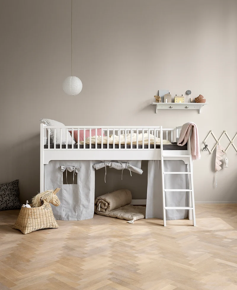 Oliver Furniture - Classic Kinder Hochbett halbhoch, 90x200 cm, Weiß