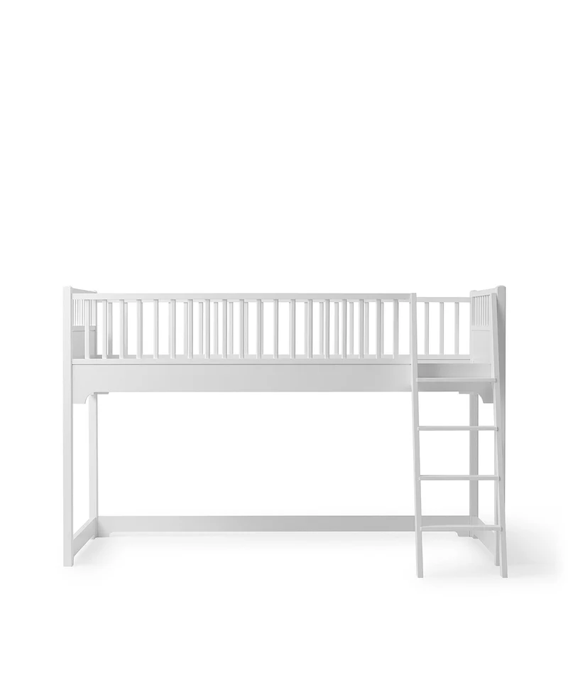 Oliver Furniture - Classic Kinder Hochbett halbhoch, 90x200 cm, Weiß
