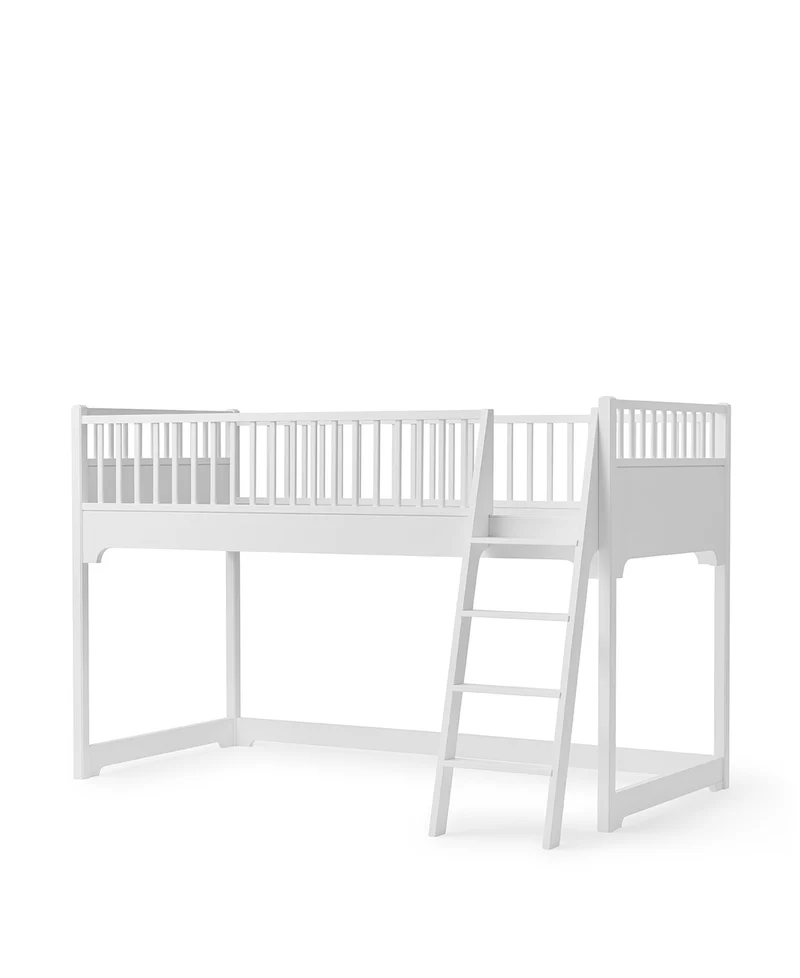 Oliver Furniture - Classic Kinder Hochbett halbhoch, 90x200 cm, Weiß