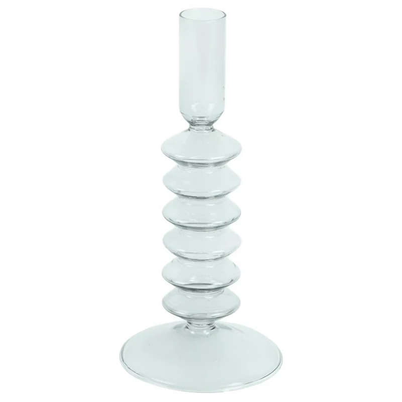 Chili Kerzenhalter Glas grau 21 cm