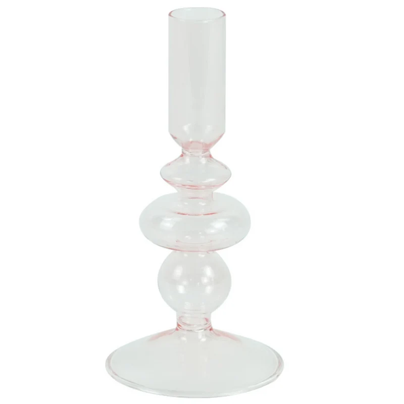 Chicka Kerzenhalter aus rosa Glas 21 cm