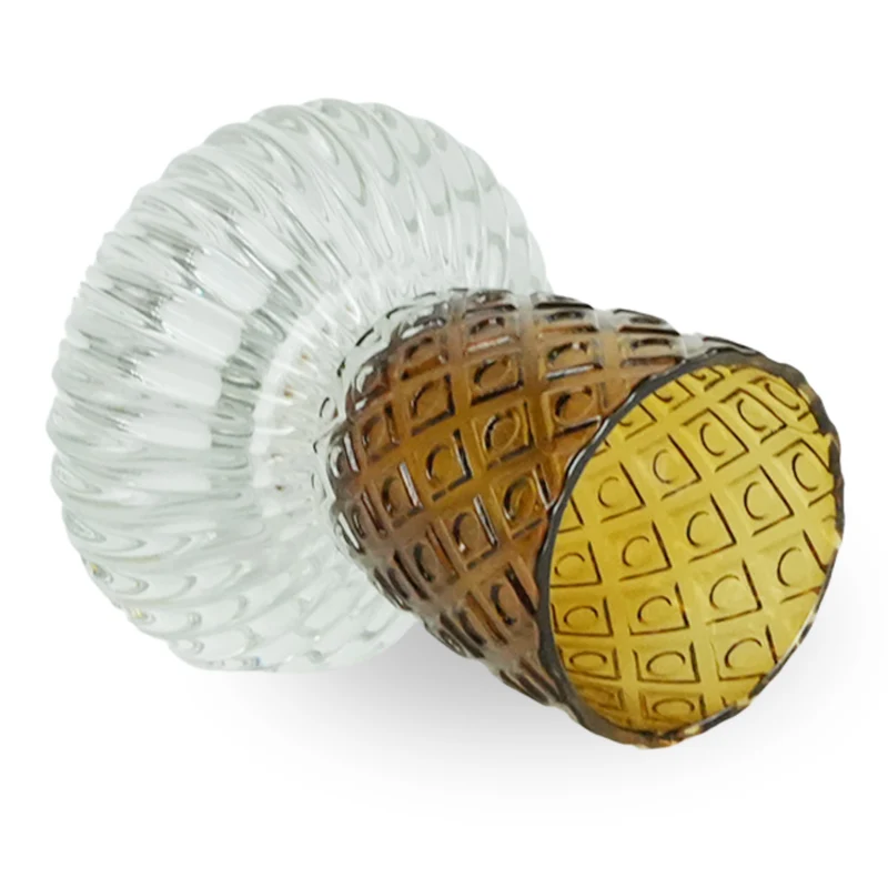 Nori Glas-Teelichthalter amber/grau 13,5 cm