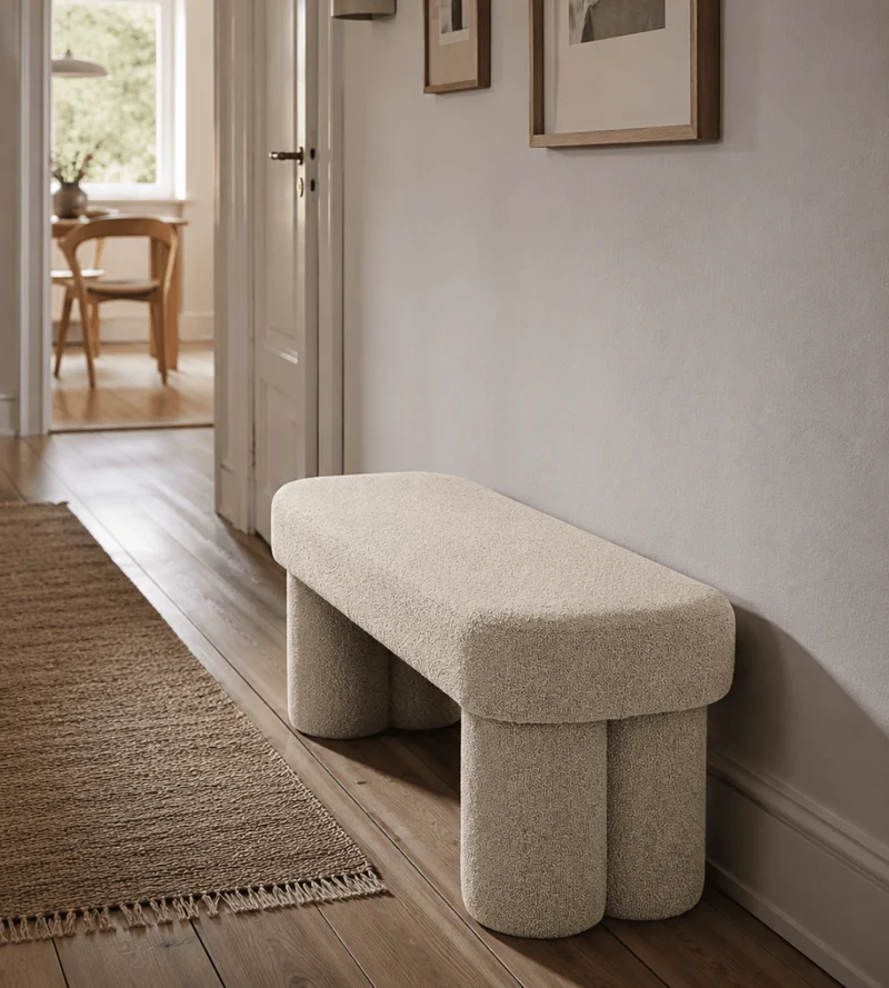 Linea Bank Beige Bouclé 100x42x44 cm