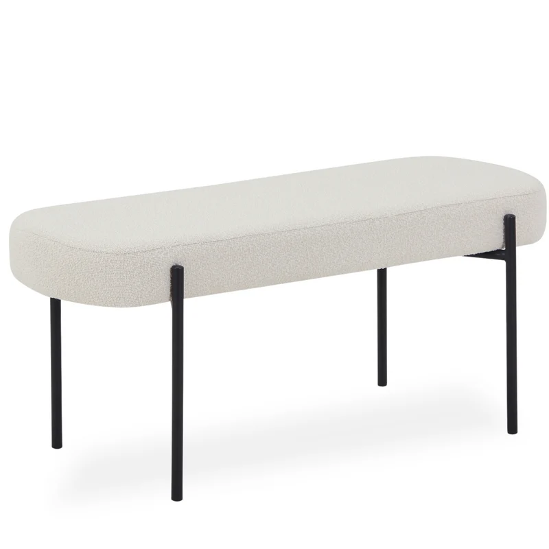 Helena Bank in weißem Bouclé 100x36x43 cm