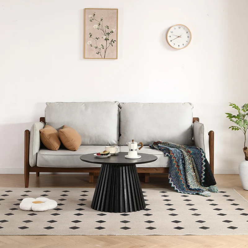 Lewis Lamellen-Couchtisch in schwarzer Eichenoptik Ø70 cm
