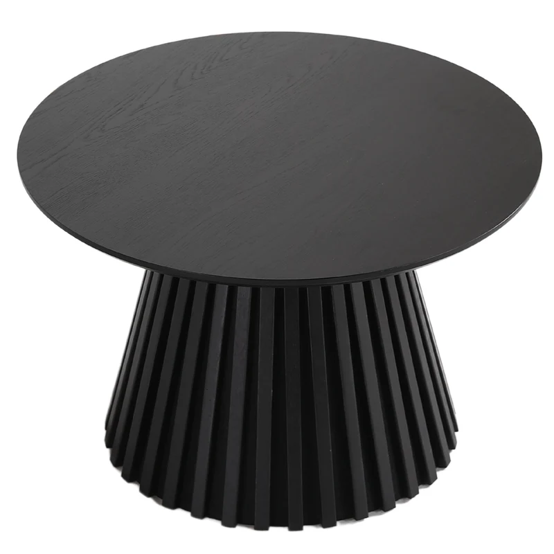Lewis Lamellen-Couchtisch in schwarzer Eichenoptik Ø70 cm