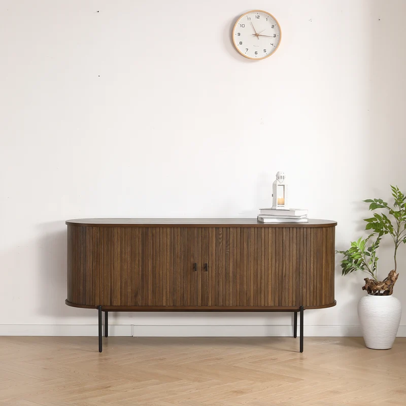 Florence Jalousieschrank mit Lamellen in geräucherter Eiche 160x45x75 cm.