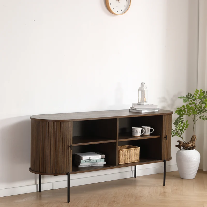 Florence Jalousieschrank mit Lamellen in geräucherter Eiche 160x45x75 cm.