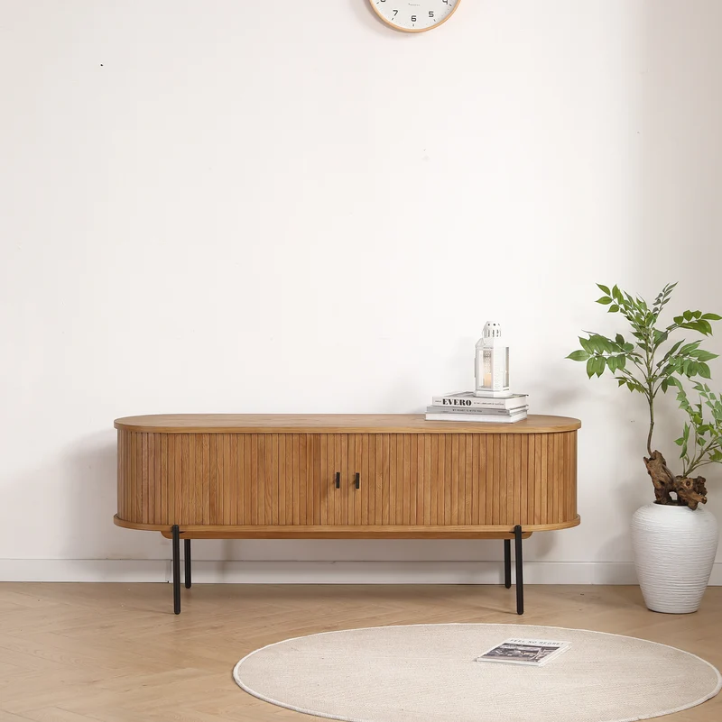 Florence Jalousi TV-Tisch mit Lamellen in Eiche 138x40x55 cm
