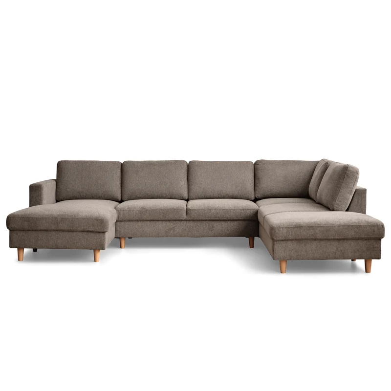 Jennifer linksgewandtes U-Sofa in Sand mit Chaiselongue - L: 300 x T: 208 x H: 82 cm
