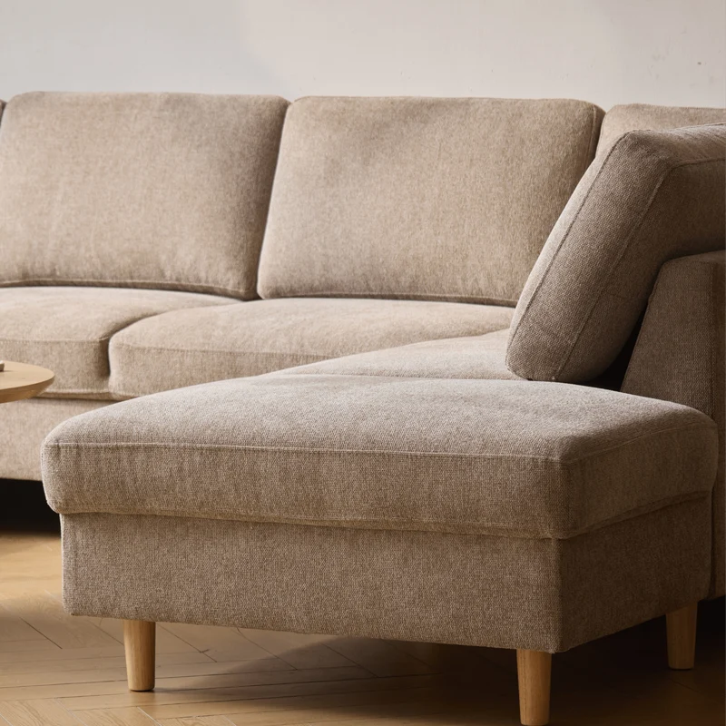 Jennifer linksgewandtes U-Sofa in Sand mit Chaiselongue - L: 300 x T: 208 x H: 82 cm