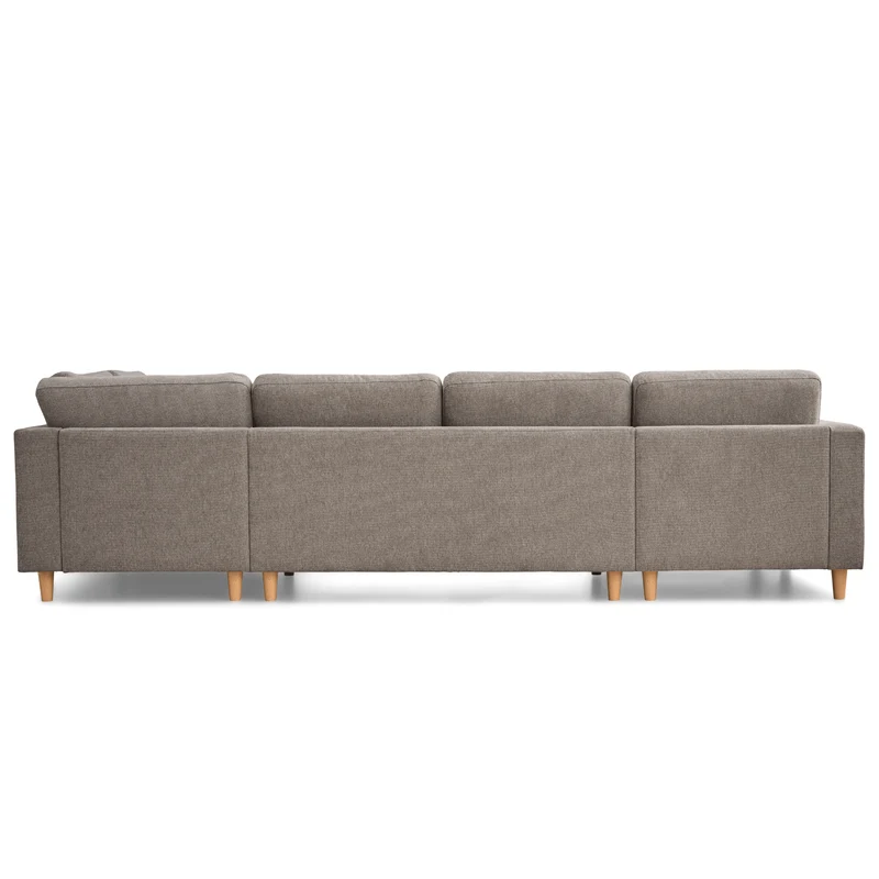 Jennifer linksgewandtes U-Sofa in Sand mit Chaiselongue - L: 300 x T: 208 x H: 82 cm