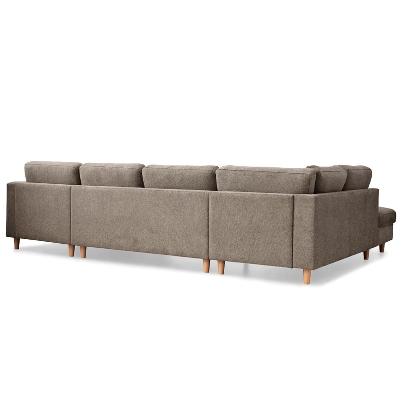Jennifer rechtsgewandtes U-Sofa in Sand mit Chaiselongue - L: 300 x T: 208 x H: 82 cm