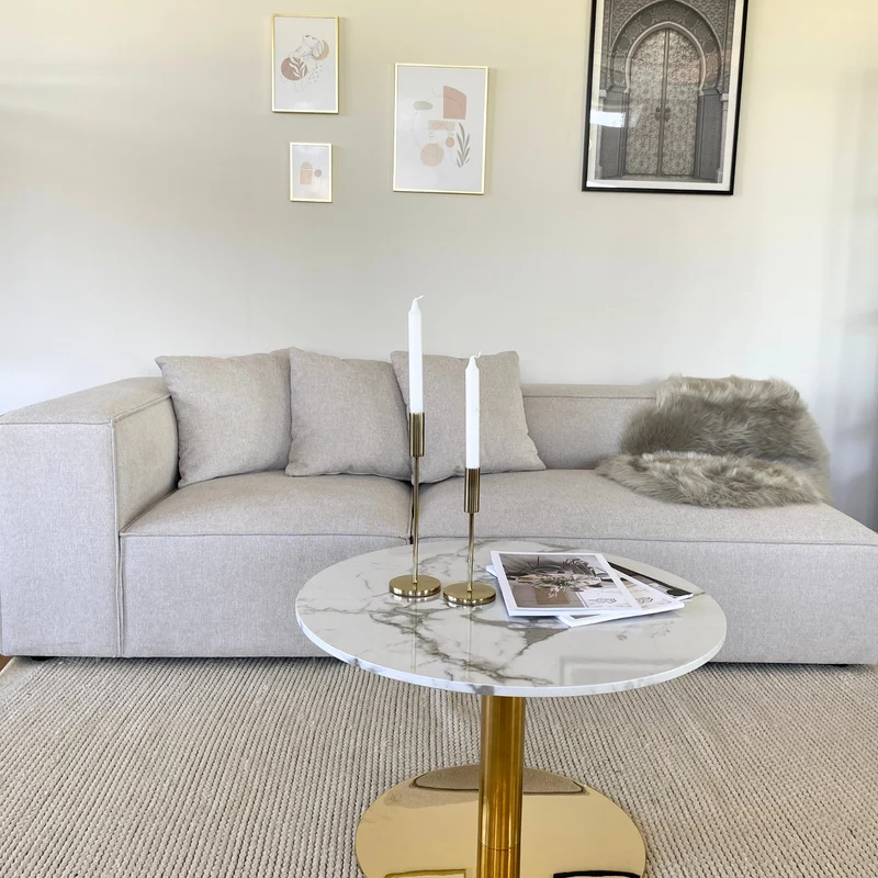 Hailey Modul mit halber Rückenlehne, rechts ausgerichtet, in Beige. Maße: L: 148 x T: 100 x H: 65 cm