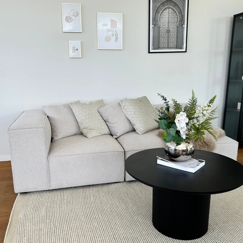 Hailey Modul mit halber Rückenlehne, rechts ausgerichtet, in Beige. Maße: L: 148 x T: 100 x H: 65 cm