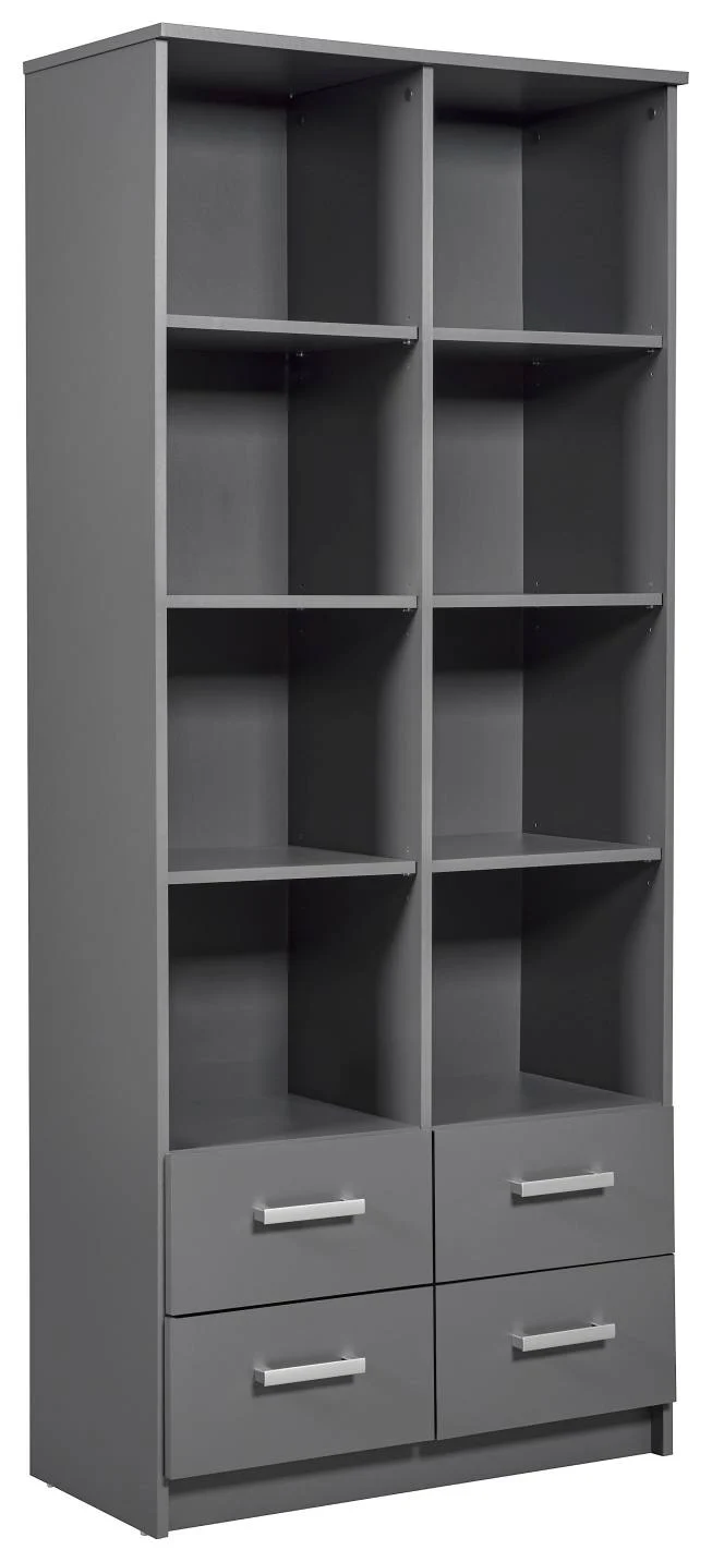 Regal Bücherregal ELENZIO Graphit Grau mit 4 Schubladen