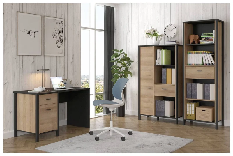Homeoffice Büro-Set HIGH ROCK Riviera Eiche Optik / Schwarz, von Forte