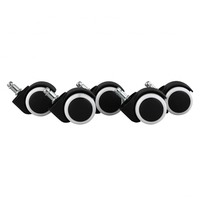 Bürostuhlrollen Set 5 gebremst 11mm 50mm Schwarz Weiß Hartboden