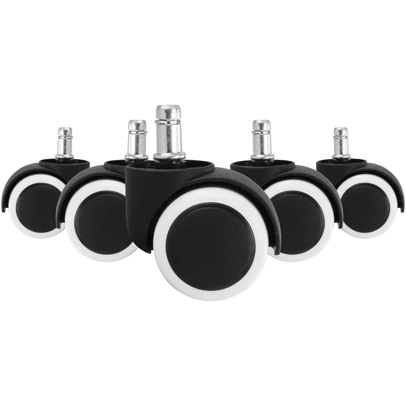 Bürostuhlrollen Set 5 gebremst 11mm 50mm Schwarz Weiß Hartboden