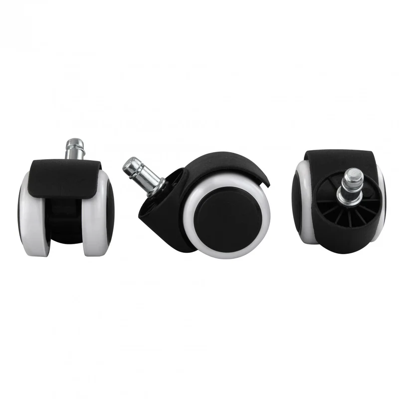 Bürostuhlrollen Set 5 gebremst 11mm 50mm Schwarz Weiß Hartboden