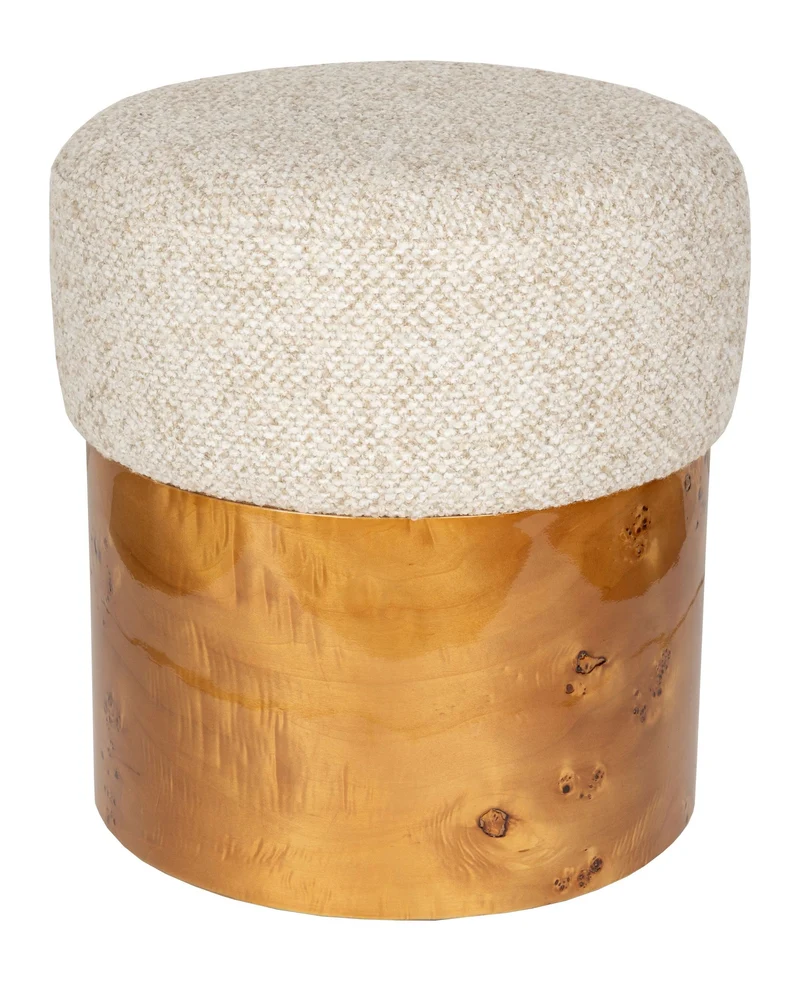 Holzhocker Burlin Beige aus Eukalyptusholz von Dutchbone im Boho-Stil