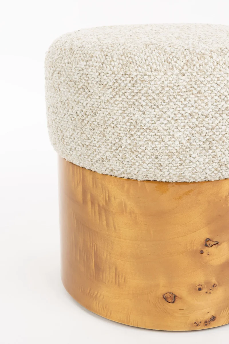 Holzhocker Burlin Beige aus Eukalyptusholz von Dutchbone im Boho-Stil