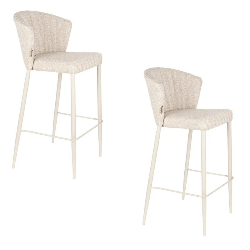 Barhocker Georgia 2er-Set, Soft Beige mit Metallgestell von Dutchbone
