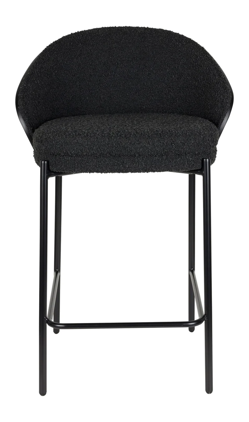 Barhocker Rodin im 2er-Set, Bouclé-Bezug in Schwarz von Dutchbone