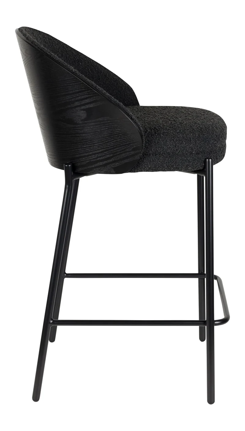 Barhocker Rodin im 2er-Set, Bouclé-Bezug in Schwarz von Dutchbone