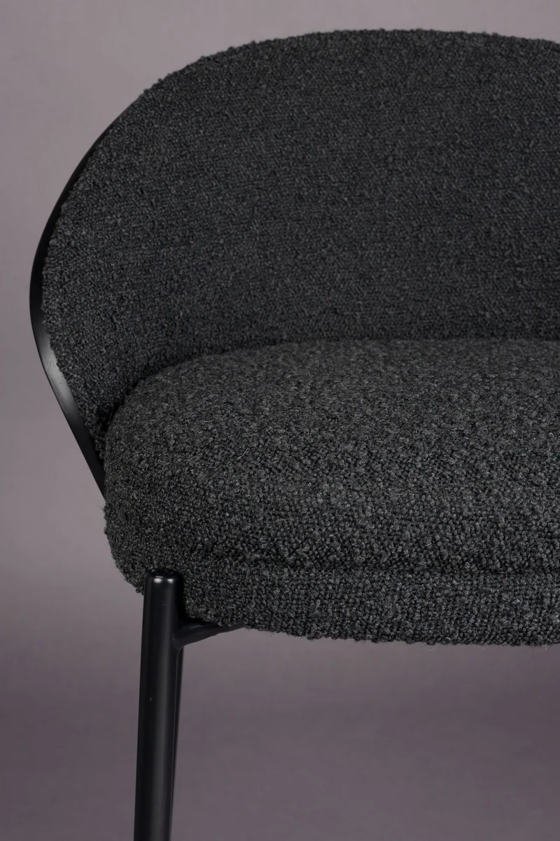 Barhocker Rodin im 2er-Set, Bouclé-Bezug in Schwarz von Dutchbone