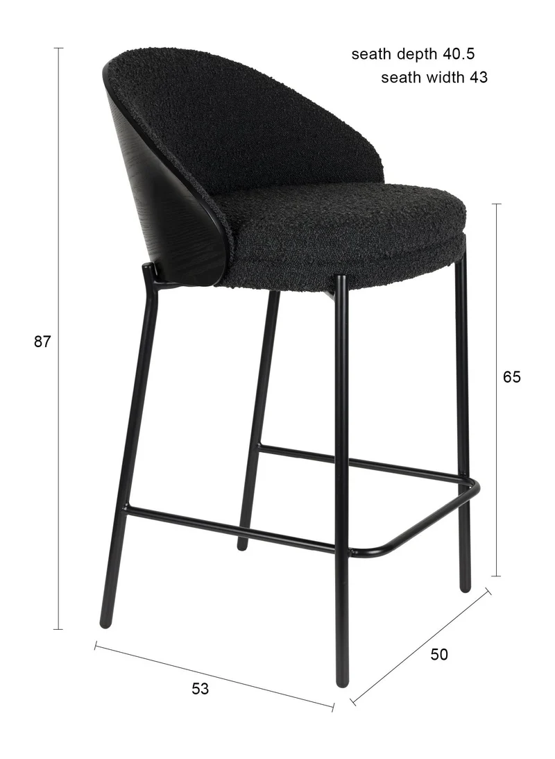 Barhocker Rodin im 2er-Set, Bouclé-Bezug in Schwarz von Dutchbone
