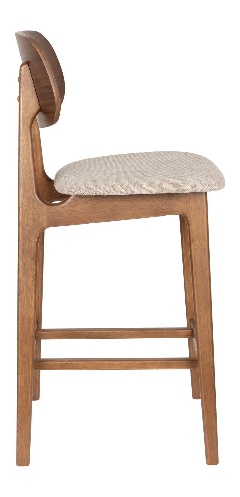 Barhocker Marais 2er-Set aus Gummibaumholz mit beigem Bezug, Dutchbone