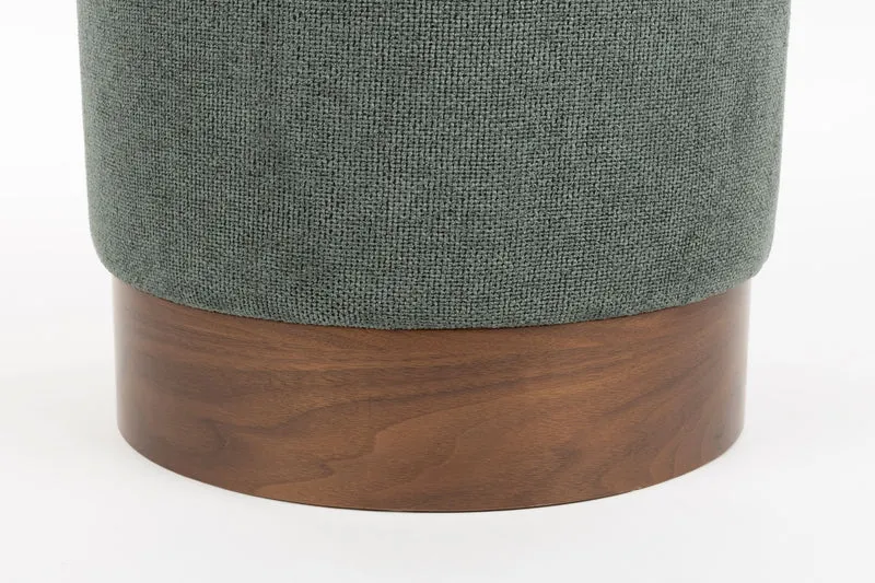 Hocker Bellevue von Dutchbone in Grün mit Walnussfurnier-Details