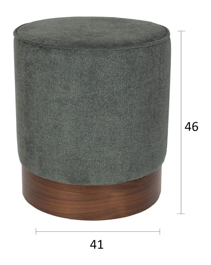 Hocker Bellevue von Dutchbone in Grün mit Walnussfurnier-Details