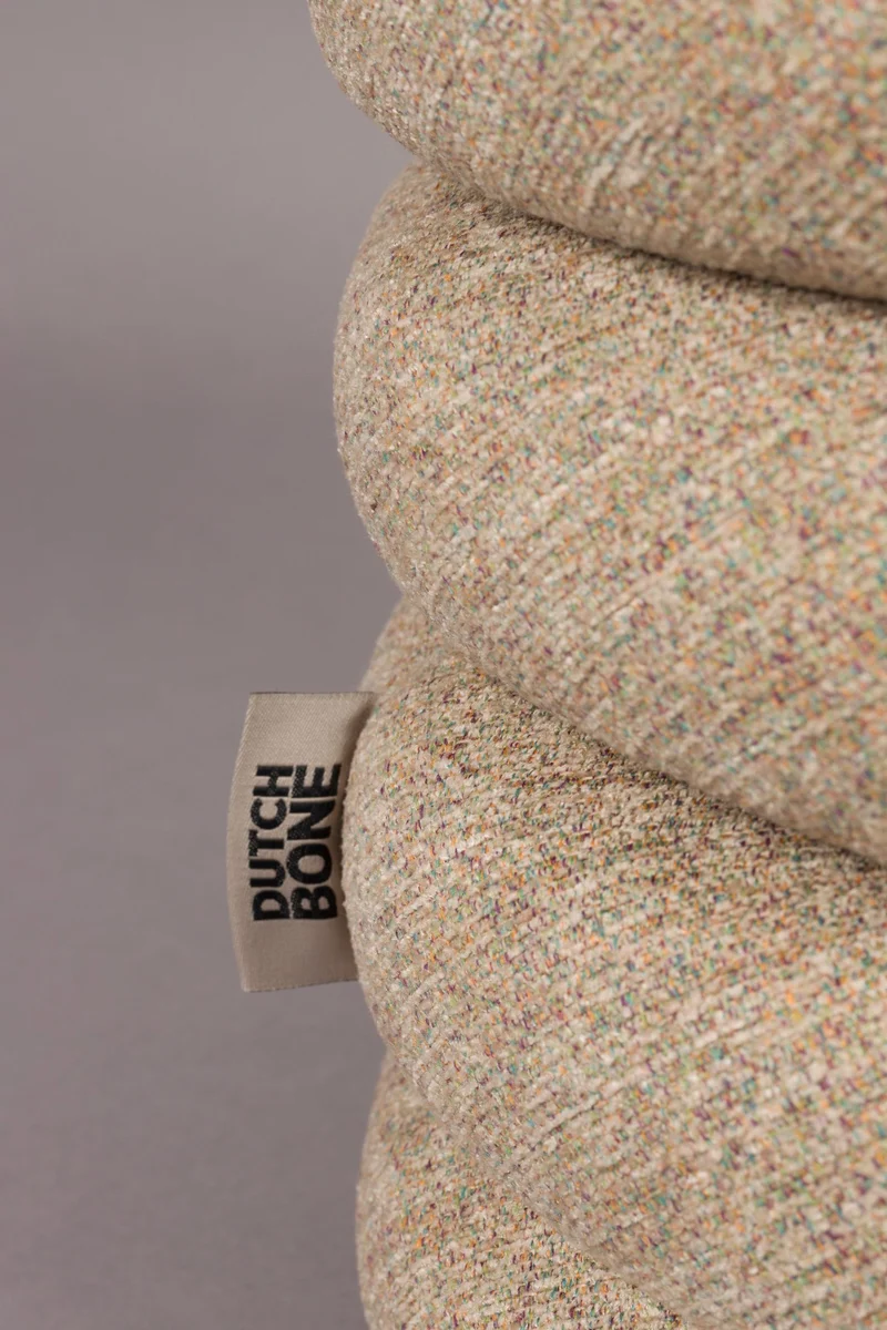 Sitzhocker Fern Beige mit Bouclé-Bezug im Boho-Chic von Dutchbone
