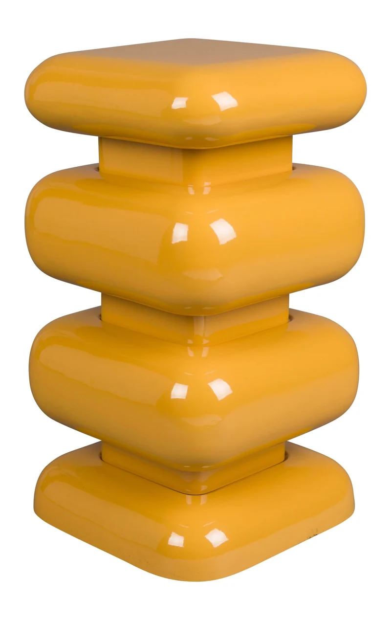 Hocker Stubby Dutchbone in Gelb, Retro-Beistelltisch aus Eisen