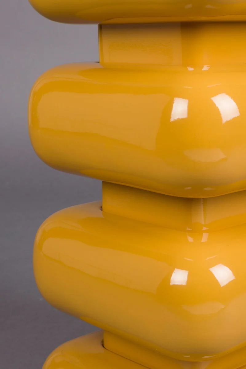 Hocker Stubby Dutchbone in Gelb, Retro-Beistelltisch aus Eisen