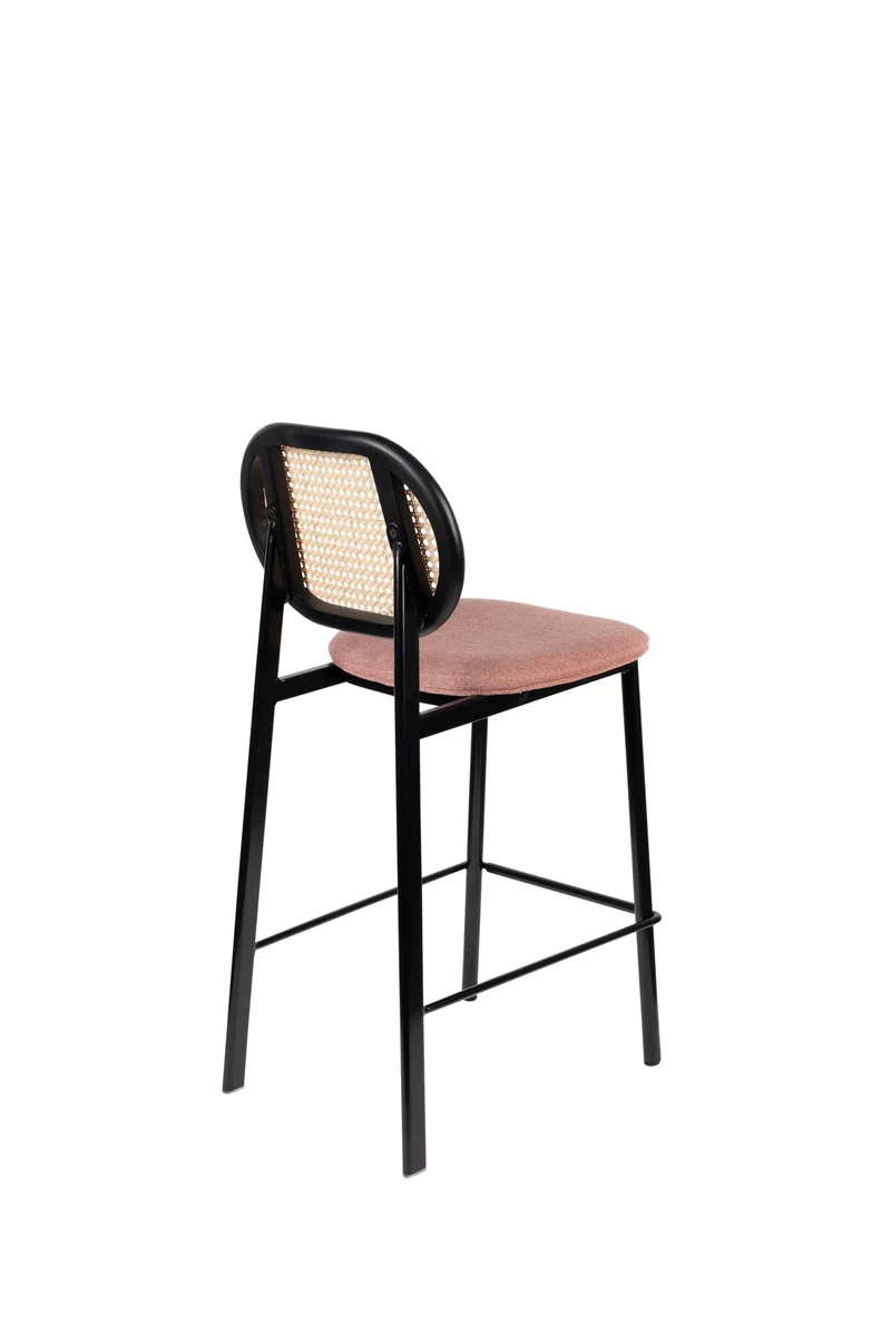 Barhocker Spike von Zuiver mit Stoffbezug in Rosa, Stahlgestell