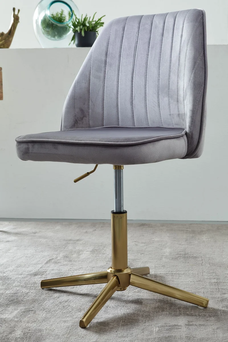 Schreibtischstuhl Grau Samt Design Drehstuhl Höhenverstellbar 120kg