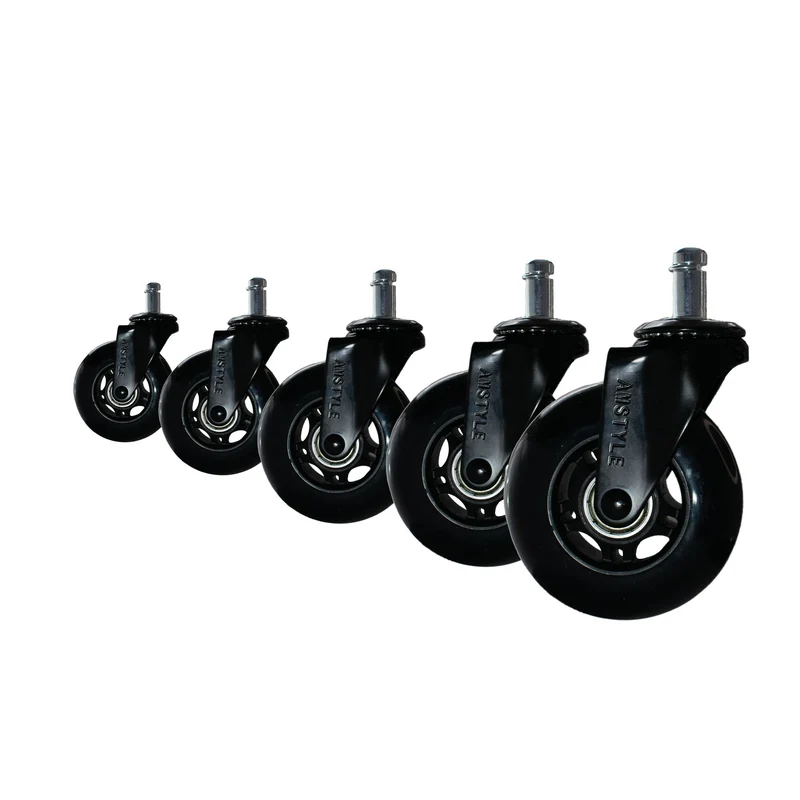 Bürostuhlrollen 5er Set 75mm Universal Schwerlastrollen Hartboden Schwarz