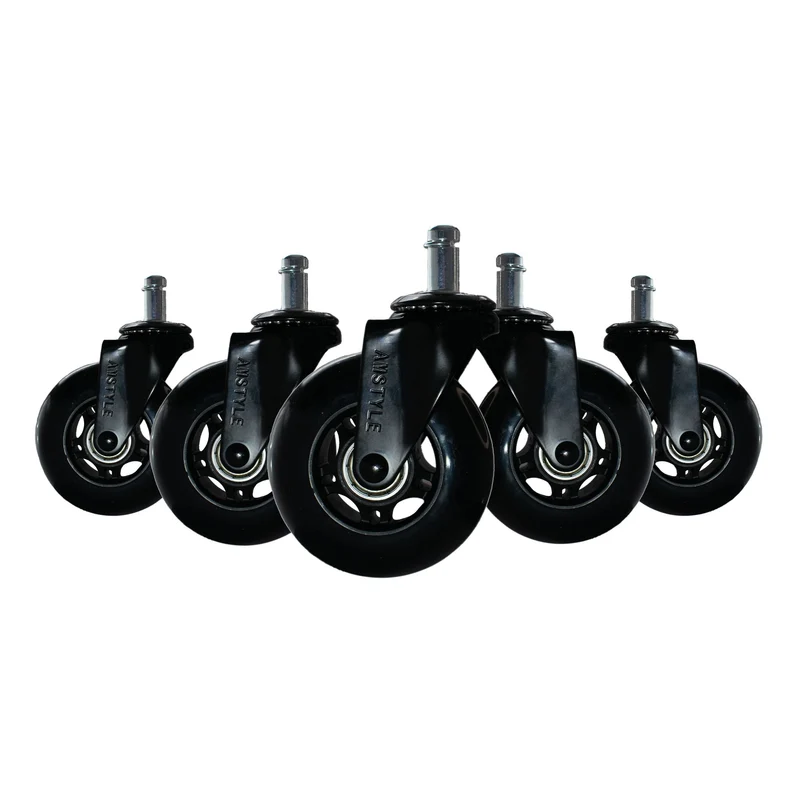 Bürostuhlrollen 5er Set 75mm Universal Schwerlastrollen Hartboden Schwarz